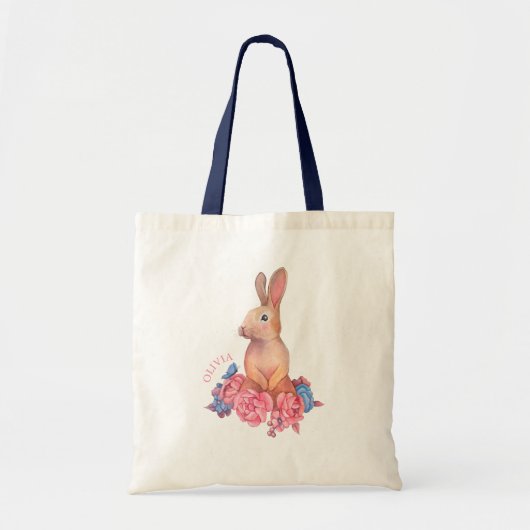 Spring Easter Bunny | Gepersonaliseerde Canvas tas (Voorkant)