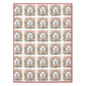 Spring Easter Bunny Rainbow Art Wildflowers Meadow Tafelkleed (Voorkant)