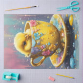 Spring Easter Chick in een theekopje Tissuepapier (Craft)