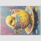 Spring Easter Chick in een theekopje Tissuepapier (Voorkant)