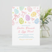 Spring Easter Invitation, Hand-Drawn Bunny Kaart (Staand voorkant)