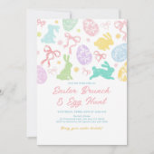 Spring Easter Invitation, Hand-Drawn Bunny Kaart (Voorkant)