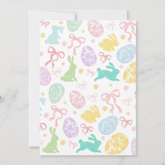 Spring Easter Invitation, Hand-Drawn Bunny Kaart (Achterkant)