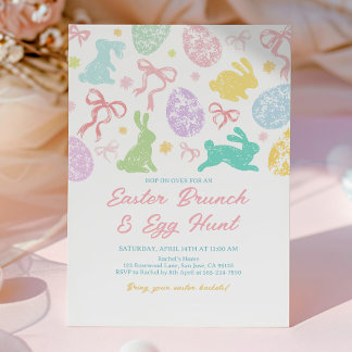 Spring Easter Invitation, Hand-Drawn Bunny Kaart