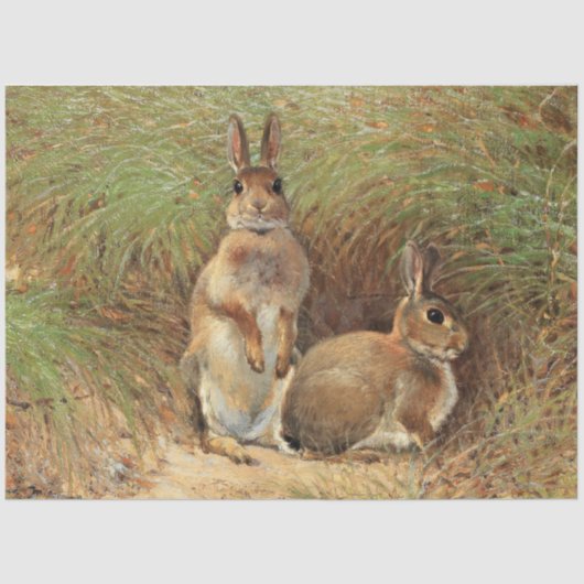 Spring Easter Rabbits ontkoppeling Rustic Tissuepapier (Voorkant)