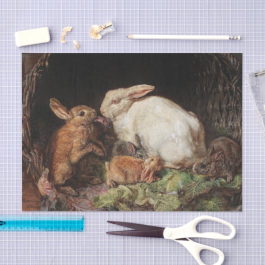 Spring Easter Rabbits ontkoppeling Rustic Tissuepapier (Craft)