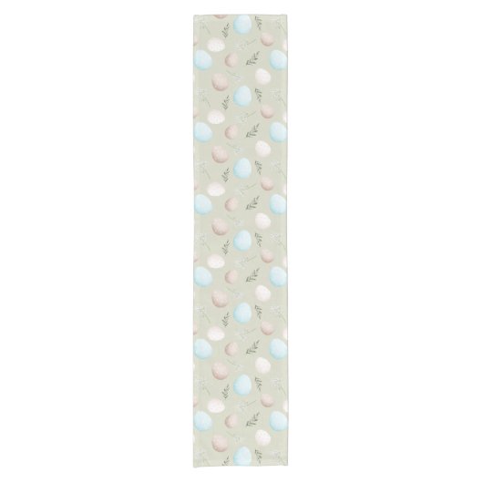 Spring Eggs Pastel Groen Pasen Linnen Tafelloper (Voorkant)