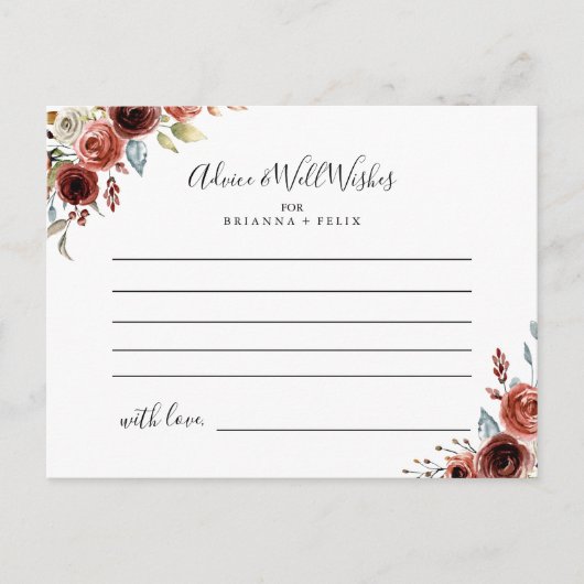 Spring Elegant Bloemen Bruiloft Advies Kaart (Voorkant)