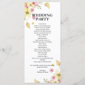 Spring Elegant bloemenbruiloft Flat programma Programmakaart (Achterkant)