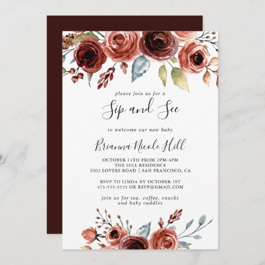 Spring Elegant Floral Sip en See Kaart (Voorkant / Achterkant)