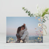 Spring Elegant Wildflower Boho Wedding Foto Save The Date (Staand voorkant)