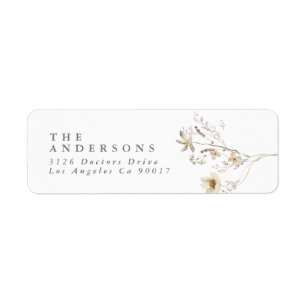 Spring Elegant Wildflower Wedding Return Address Etiket
