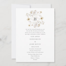 Spring Elegant Wildflower Wreath Floral Wedding Kaart