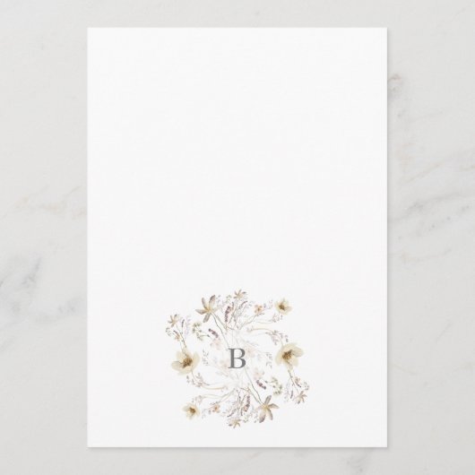Spring Elegant Wildflower Wreath Floral Wedding Kaart (Achterkant)