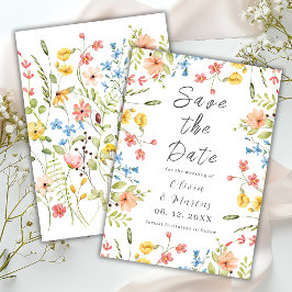 Spring Elegant Wildflowers Modern Save The Date