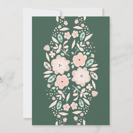 Spring Emerald Green Boho Small Florals Wedding Kaart (Achterkant)