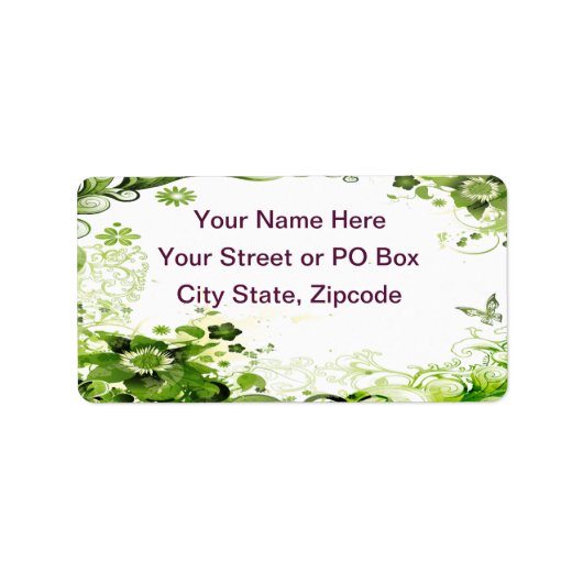 Spring Emerald Green Floral Etiket (Voorkant)
