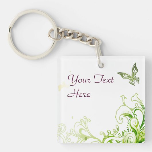 Spring Emerald Green Floral Sleutelhanger (Voorkant)