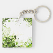 Spring Emerald Green Floral Sleutelhanger (Achterkant)