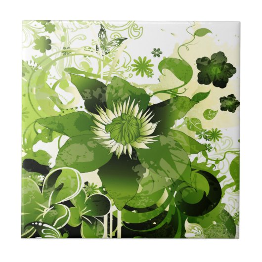 Spring Emerald Green Floral Tegeltje (Voorkant)