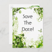 Spring Emerald Green Floral Wedding Save the Date Aankondigingskaart (Voorkant / Achterkant)