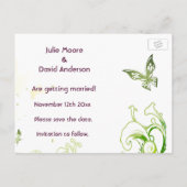 Spring Emerald Green Floral Wedding Save the Date Aankondigingskaart (Achterkant)