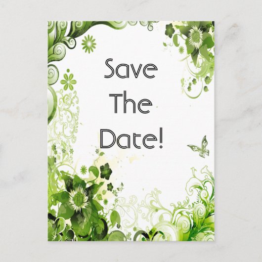 Spring Emerald Green Floral Wedding Save the Date Aankondigingskaart (Voorkant)