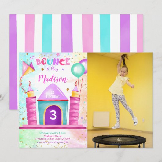 Spring en Stuit Foto Uitnodiging (Voorkant / Achterkant)