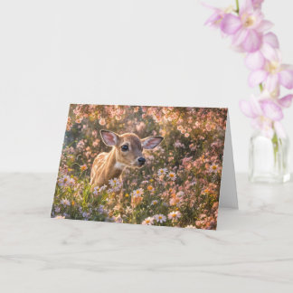 Spring Equinox Baby Deer Fawn Wildlife in Flowers Kaart