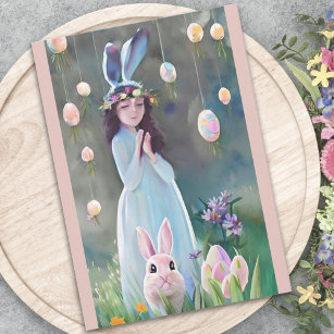 Spring Equinox Bunny Ears Wildbloemen & Eggs Pagan Feestdagenkaart