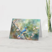Spring Equinox Greetings Blossoms and Blue Bird  Kaart (Voorkant)