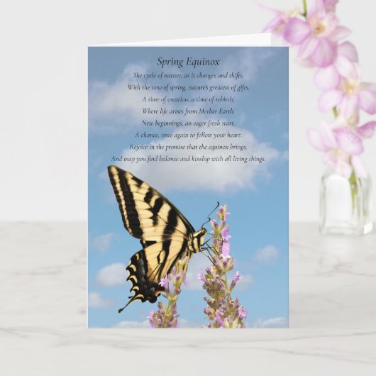 Spring Equinox Ostara Blessings Poem Butterfly Kaart (Orchidee)