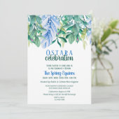 Spring Equinox Ostara Feather Flowers Foliage Kaart (Staand voorkant)