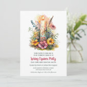 Spring Equinox Party Wildflowers & Candle Sabbat Kaart (Staand voorkant)