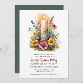 Spring Equinox Party Wildflowers & Candle Sabbat Kaart