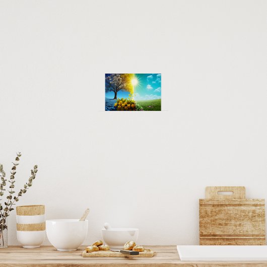 Spring Equinox Sunny Split Tree art Poster (Keuken)