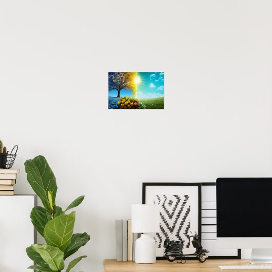 Spring Equinox Sunny Split Tree art Poster (Thuiskantoor)