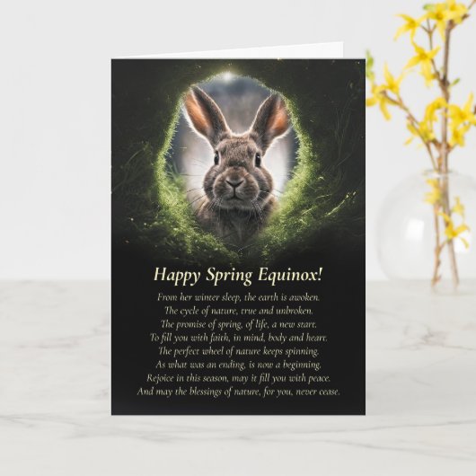 Spring Equinox with Bunny Rabbit Through Hole Kaart (Gele Bloem)