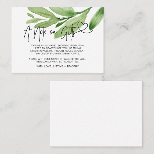 Spring Eucalyptus A Note on Gifts Wishing Well Informatiekaartje (Voorkant / Achterkant)