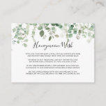 Spring Eucalyptus Greenery Honeymoon Wish Informatiekaartje<br><div class="desc">Deze lente-eucalyptus greenery honeymoon wensenomheining is perfect voor een eenvoudige bruiloft. Het ontwerp is voorzien van met de hand geschilderde eucalyptusgroene bladeren,  die de natuurlijke schoonheid inspireren.</div>