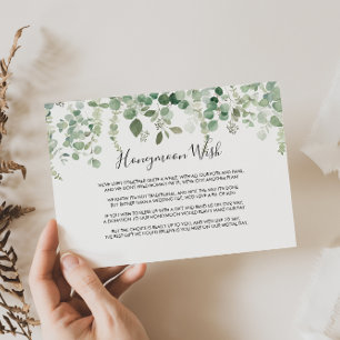 Spring Eucalyptus Greenery Honeymoon Wish Informatiekaartje