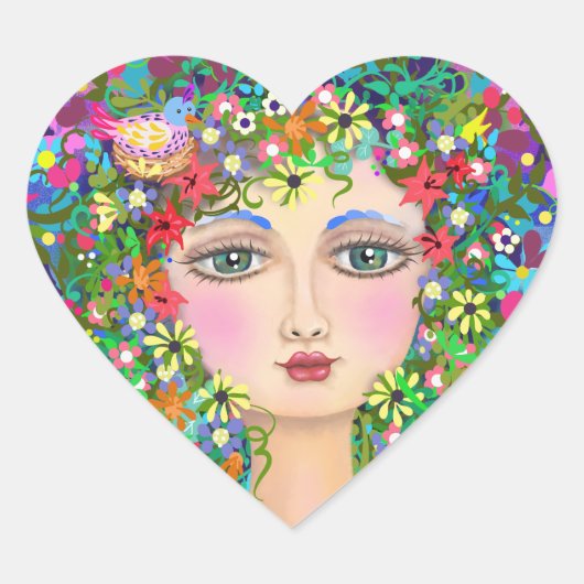 Spring Face Heart Shape Hart Sticker (Voorkant)