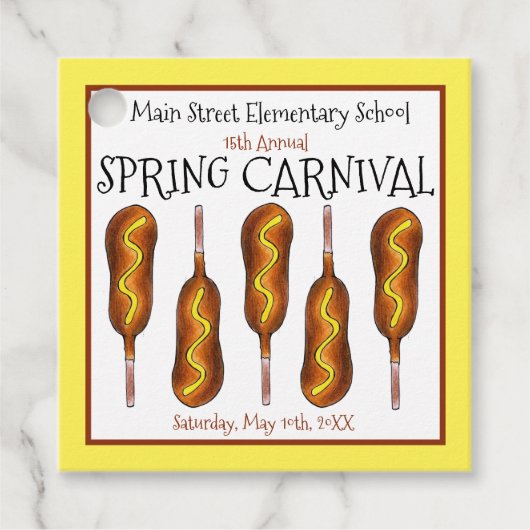 Spring Fair Carnival Festival Corn Dog Corndog Bedankjes Labels (Voorkant)