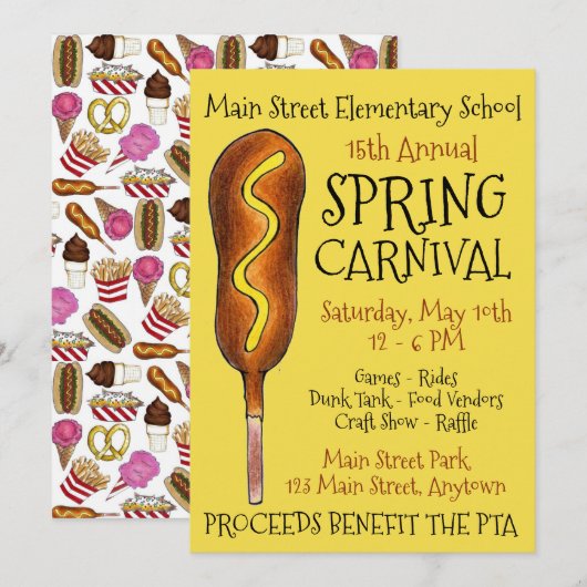 Spring Fair Carnival Festival Corn Dog Corndog Kaart (Voorkant / Achterkant)