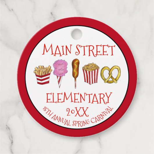 Spring Fair Carnival Festival Corndog Ice Cream Bedankjes Labels (Voorkant)