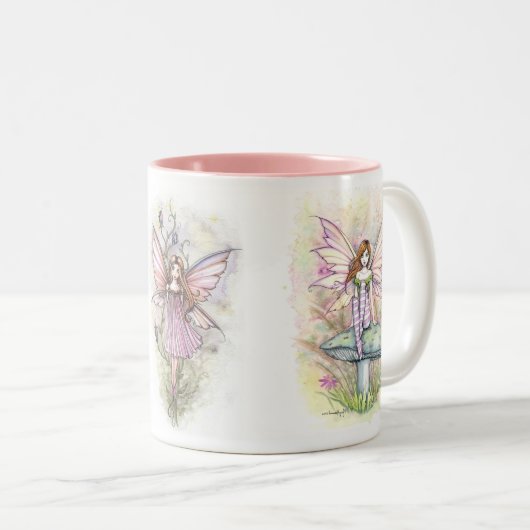 Spring Fairies Art van Molly Harrison Tweekleurige Koffiemok (Voorkant rechts)