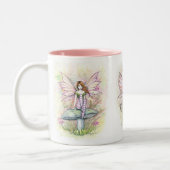 Spring Fairies Art van Molly Harrison Tweekleurige Koffiemok (Links)