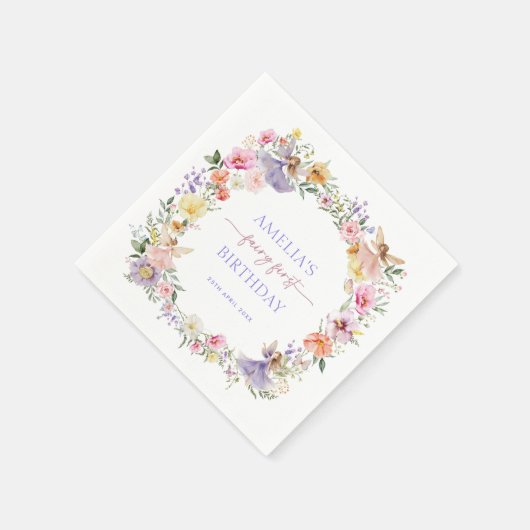 Spring Fairy Kleurrijke Bloemen 1e Verjaardagsfees Servet (Hoek)