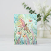 Spring Fairy met Butterfly Fantasy Art Briefkaart (Staand voorkant)