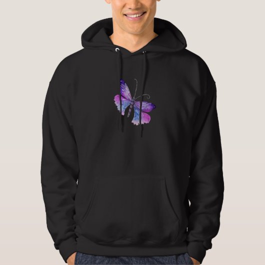 Spring Fairy Watercolor Blue Butterfly Hoodie (Voorkant)